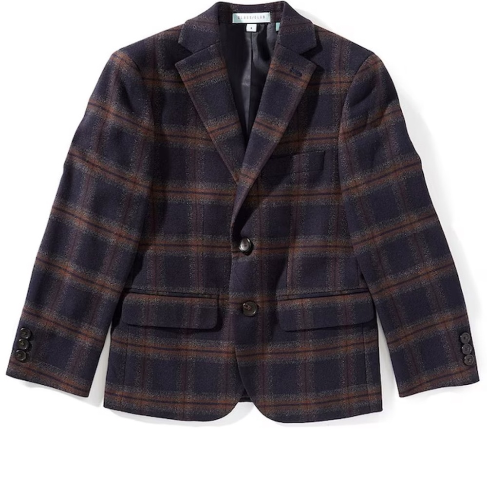 Classi club Plaid Blazer with Button Details-  boys size 6